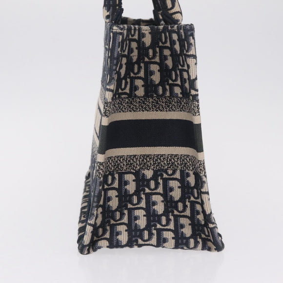 Christian Dior Trotter Canvas Oblique Book Tote Hand Bag Navy Auth 213157M