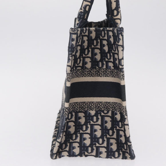 Christian Dior Trotter Canvas Oblique Book Tote Hand Bag Navy Auth 213157M