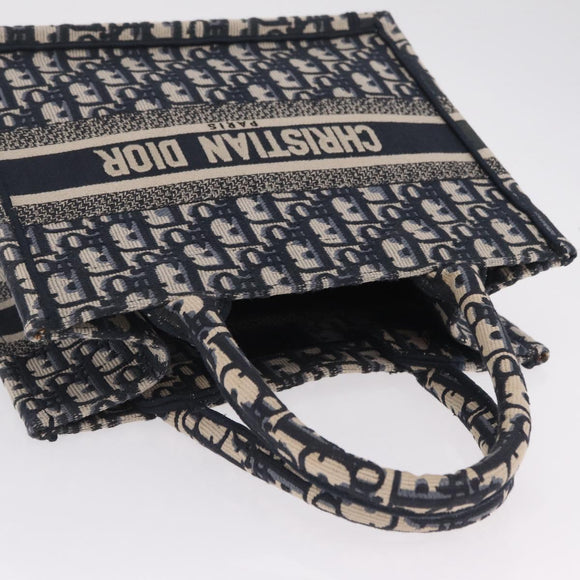 Christian Dior Trotter Canvas Oblique Book Tote Hand Bag Navy Auth 213157M
