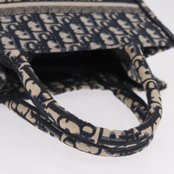 Christian Dior Trotter Canvas Oblique Book Tote Hand Bag Navy Auth 213157M
