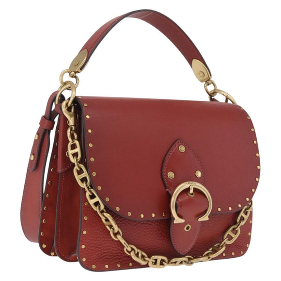Coach Shoulder Bag Leather 3way Brown Gold Auth 213159A