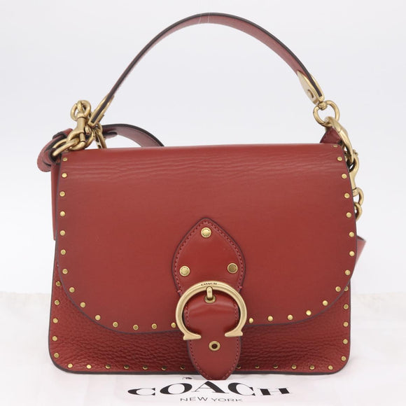 Coach Shoulder Bag Leather 3way Brown Gold Auth 213159A
