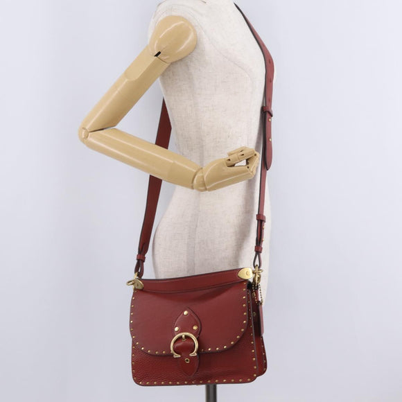 Coach Shoulder Bag Leather 3way Brown Gold Auth 213159A