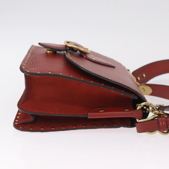 Coach Shoulder Bag Leather 3way Brown Gold Auth 213159A