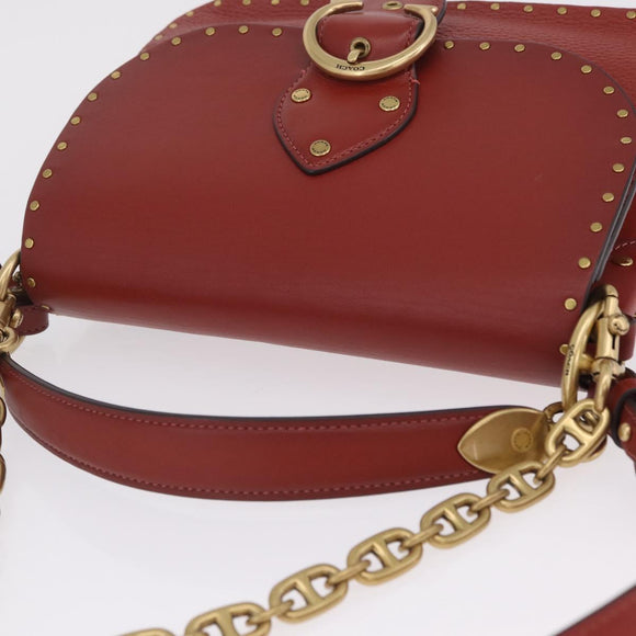 Coach Shoulder Bag Leather 3way Brown Gold Auth 213159A