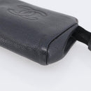 CHANEL Coin Purse Caviar Skin Black Gold CC Auth 213164-8