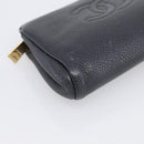 CHANEL Coin Purse Caviar Skin Black Gold CC Auth 213164-9