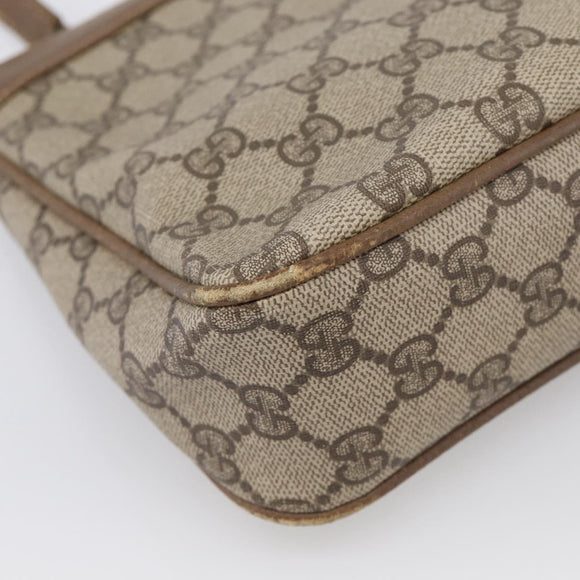 GUCCI GG Supreme Shoulder Bag PVC Beige Auth 213165