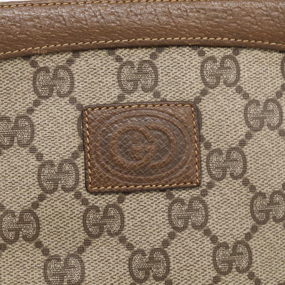 GUCCI GG Supreme Shoulder Bag PVC Beige Auth 213165