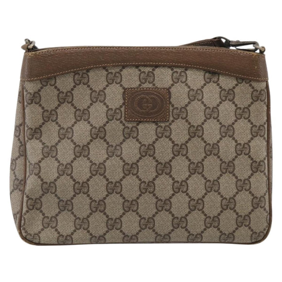 GUCCI GG Supreme Shoulder Bag PVC Beige Auth 213165