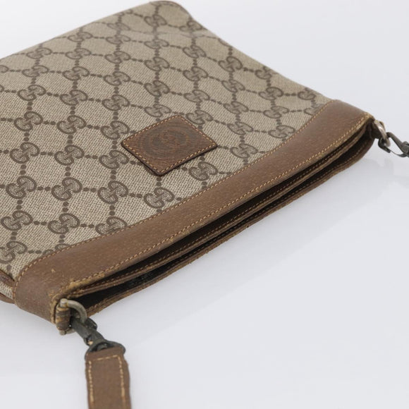 GUCCI GG Supreme Shoulder Bag PVC Beige Auth 213165