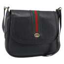 GUCCI Micro GG Supreme Web Sherry Line Bag Leather Black 001 41 4425 Auth 213166-1