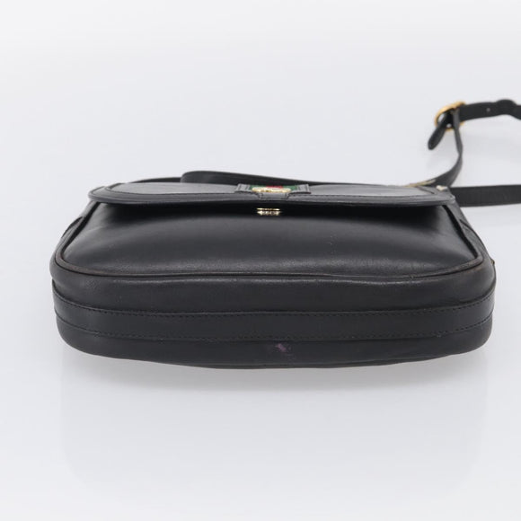GUCCI Micro GG Supreme Web Sherry Line Bag Leather Black 001 41 4425 Auth 213166
