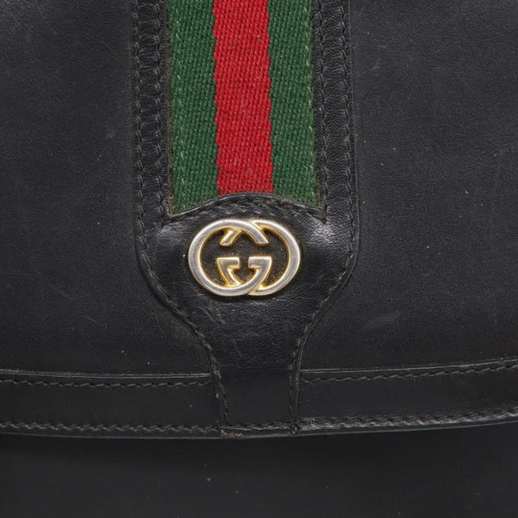 GUCCI Micro GG Supreme Web Sherry Line Bag Leather Black 001 41 4425 Auth 213166