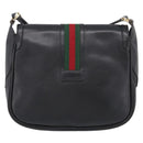 GUCCI Micro GG Supreme Web Sherry Line Bag Leather Black 001 41 4425 Auth 213166-3