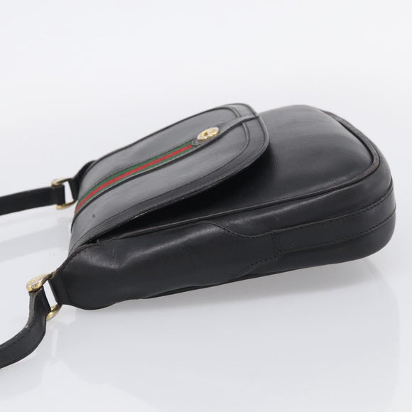 GUCCI Micro GG Supreme Web Sherry Line Bag Leather Black 001 41 4425 Auth 213166