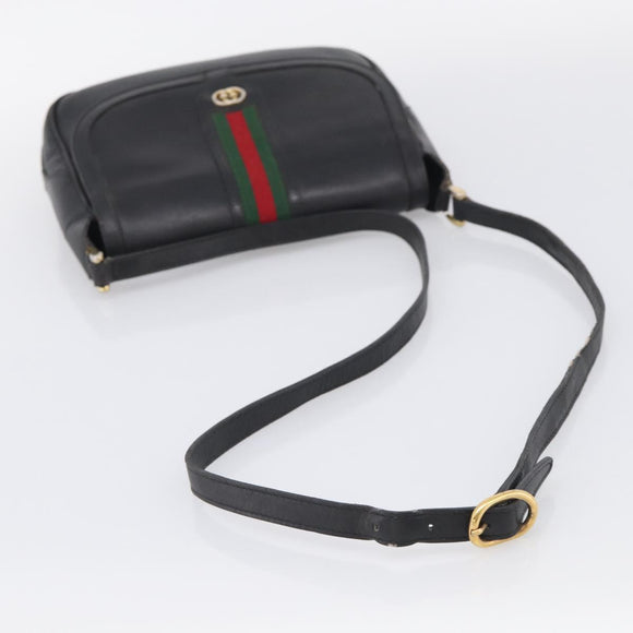 GUCCI Micro GG Supreme Web Sherry Line Bag Leather Black 001 41 4425 Auth 213166