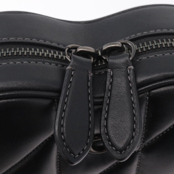 Coach Shoulder Bag Leather Black Auth 213167A