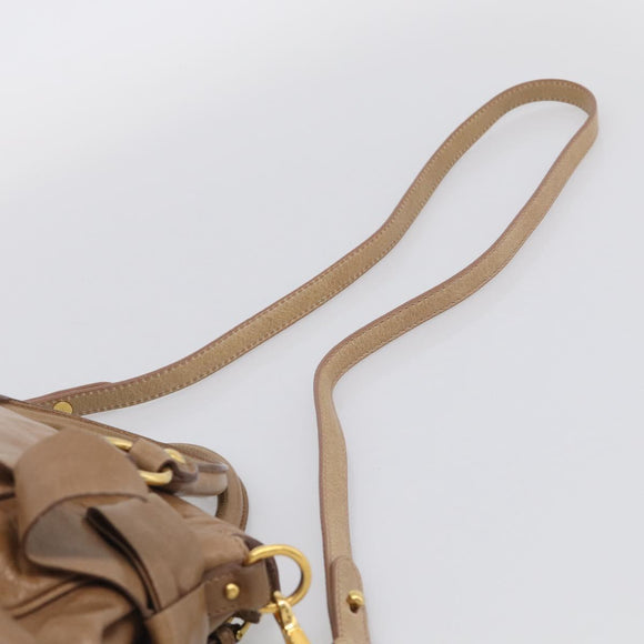 Miu Miu Hand Bag Vitellolux 2way Brown Gold Auth 213168M