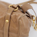 Miu Miu Hand Bag Vitellolux 2way Brown Gold Auth 213168M-12