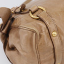 Miu Miu Hand Bag Vitellolux 2way Brown Gold Auth 213168M-13