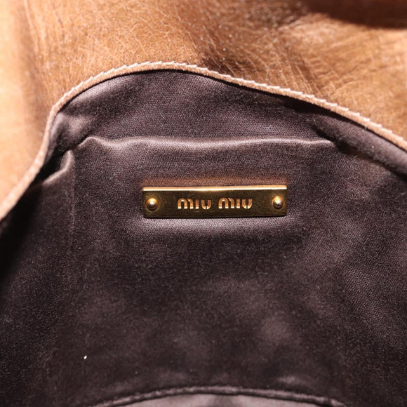Miu Miu Hand Bag Vitellolux 2way Brown Gold Auth 213168M