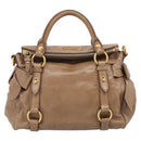 Miu Miu Hand Bag Vitellolux 2way Brown Gold Auth 213168M-2