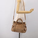 Miu Miu Hand Bag Vitellolux 2way Brown Gold Auth 213168M-25