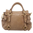 Miu Miu Hand Bag Vitellolux 2way Brown Gold Auth 213168M-3