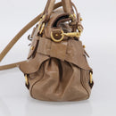 Miu Miu Hand Bag Vitellolux 2way Brown Gold Auth 213168M-4