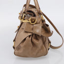 Miu Miu Hand Bag Vitellolux 2way Brown Gold Auth 213168M-5
