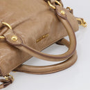 Miu Miu Hand Bag Vitellolux 2way Brown Gold Auth 213168M-7