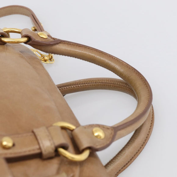 Miu Miu Hand Bag Vitellolux 2way Brown Gold Auth 213168M