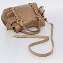 Miu Miu Hand Bag Vitellolux 2way Brown Gold Auth 213168M-9