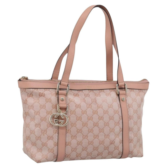 GUCCI GG Crystal Tote Bag Coated Canvas Pink Gold 141470 Auth 213177V