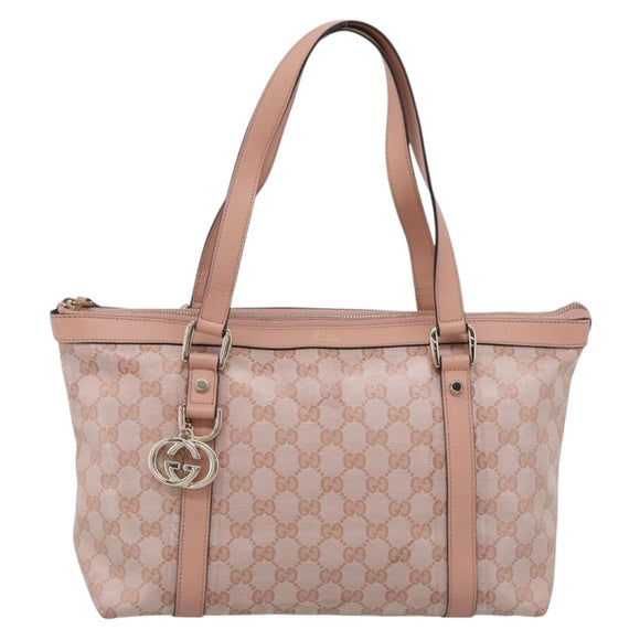 GUCCI GG Crystal Tote Bag Coated Canvas Pink Gold 141470 Auth 213177V
