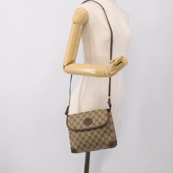 GUCCI GG Supreme Shoulder Bag PVC Beige Gold 007 123 0087 Auth 213180