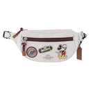 Coach Disney Mickey Mouse Waist Bag Leather White Silver Auth 213184A-2