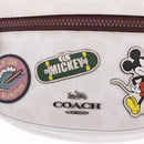 Coach Disney Mickey Mouse Waist Bag Leather White Silver Auth 213184A-20