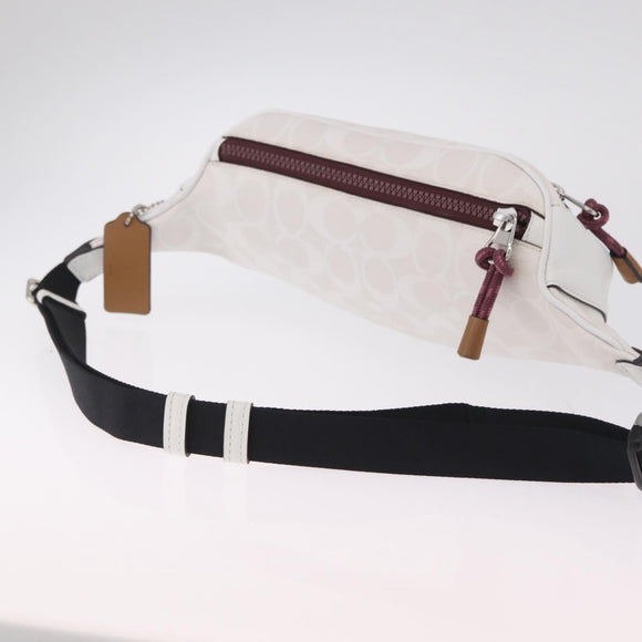 Coach Disney Mickey Mouse Waist Bag Leather White Silver Auth 213184A