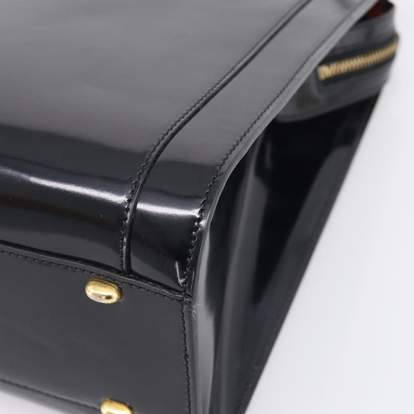 CELINE Tote Bag Patent leather Black Gold Auth 213185
