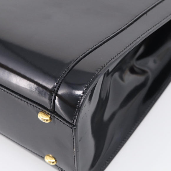 CELINE Tote Bag Patent leather Black Gold Auth 213185