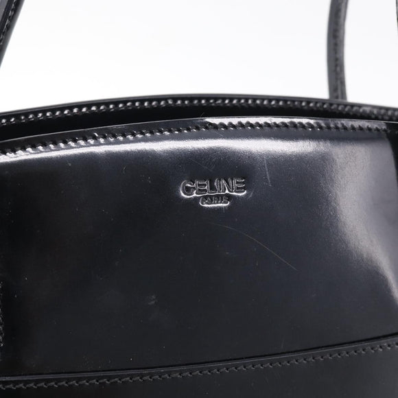 CELINE Tote Bag Patent leather Black Gold Auth 213185