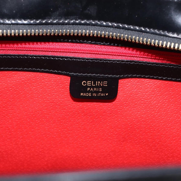 CELINE Tote Bag Patent leather Black Gold Auth 213185