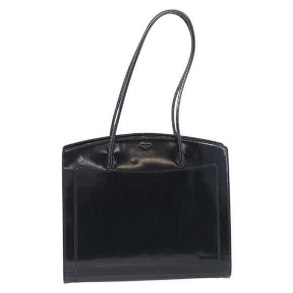 CELINE Tote Bag Patent leather Black Gold Auth 213185