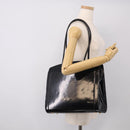CELINE Tote Bag Patent leather Black Gold Auth 213185-24