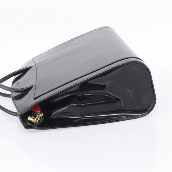 CELINE Tote Bag Patent leather Black Gold Auth 213185