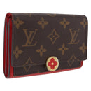 LOUIS VUITTON Monogram Portefeuille Flore Compact Wallet Red M64587 Auth 213188-1