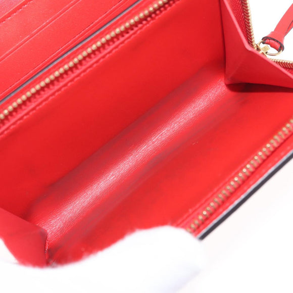 LOUIS VUITTON Monogram Portefeuille Flore Compact Wallet Red M64587 Auth 213188
