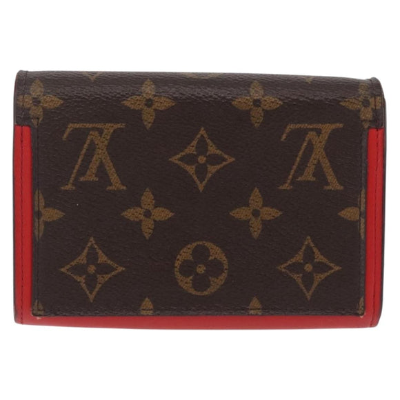 LOUIS VUITTON Monogram Portefeuille Flore Compact Wallet Red M64587 Auth 213188